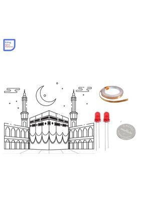 Kâbe ve Hilal Dinimi Öğreniyorum Kağıt Devre Kiti - STEM ,CR2032,LED,Bakır İletken Bant,