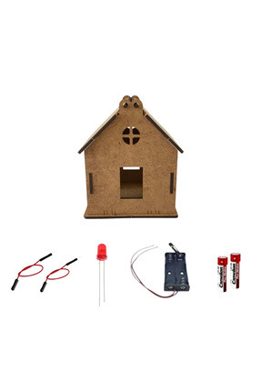 Işıklı Ahşap Ev Basit Elektrik Devresi Deney - Stem Fen Bilimleri Kendin Yap DIY Set