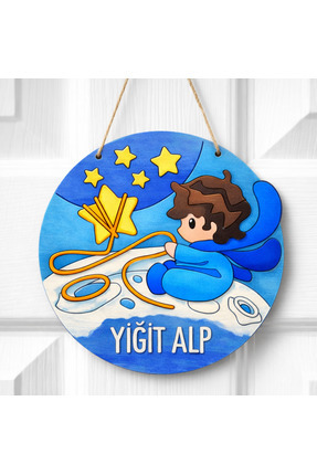 Kişiye Özel İsimli Bebek ve Çocuk Odası Kapı Süsü Küçük Prens Temalı Ahşap Boyama Ham Mdf Set