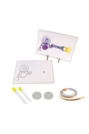 Hikayeni Yarat Hover Bot Kağıt Devre Kiti - Fen Deneyi , Bakır İletken Bant ,Cr2032 Pil ,5mm LED