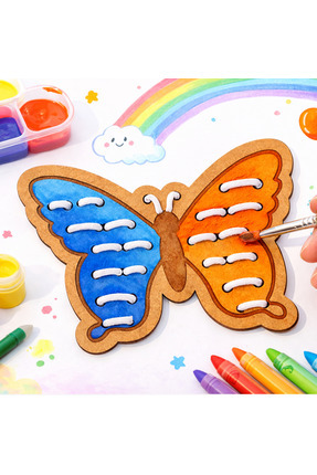 Çocuklar Için Ahşap 20 Adet Kelebek Ahşap boyama El Sanatları Tasarım Montessori Çocuk Gelişim Kiti
